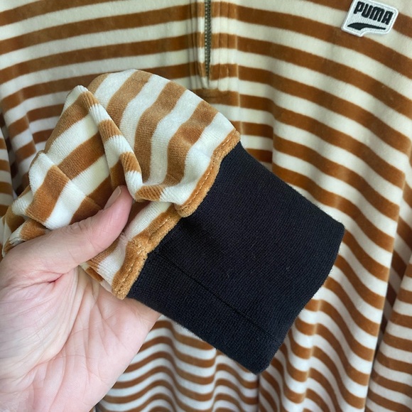 Puma Downtown Velour Orange and White Stripped Long Sleeve-Size Polo-Size L - Picture 7 of 10